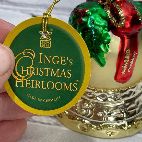 Inge Glas Christmas Heirloom Glass Bell Ornament Snow 1989 1st in Collection - Picture 4 of 8
